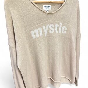 Beige and Cream Mystic Text Sweater Relaxed Cozy Fit XL